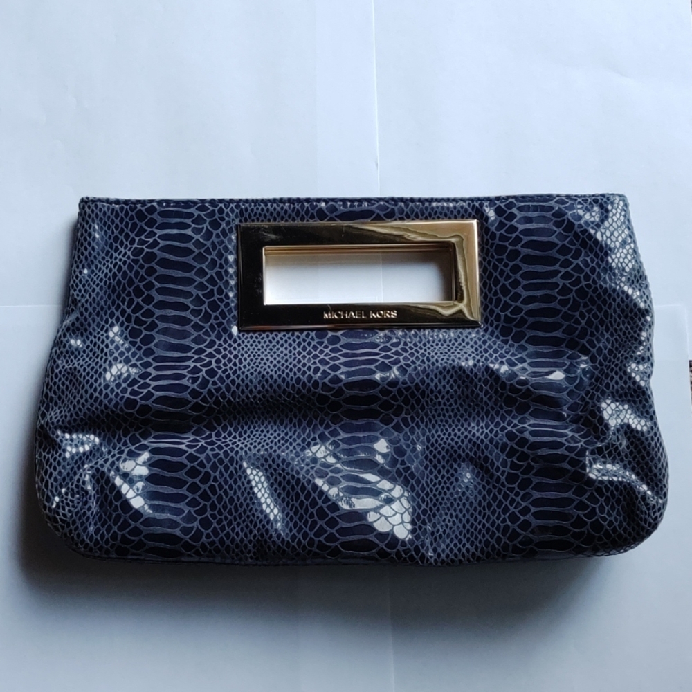 Michael Kors Blue Snakeskin Purse Clutch